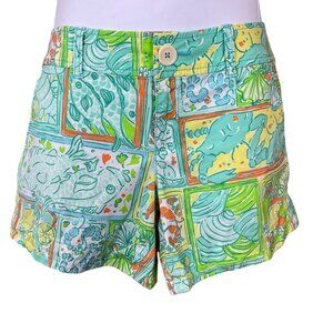 Lilly Pulitzer Callahan Just Add Lemons Patchwork 3 inch Cotton Shorts Size 4